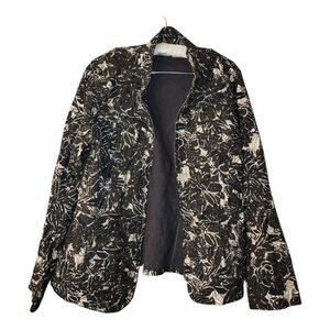 Chico's 3 Black & White Quilted Full Zip Jacket XL 16